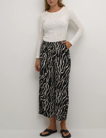 Pantaloni Kaffe, negru/alb