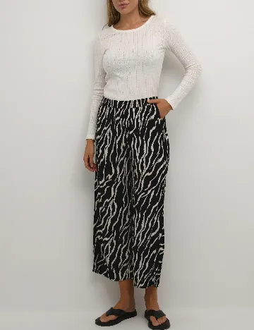 Pantaloni Kaffe, negru/alb