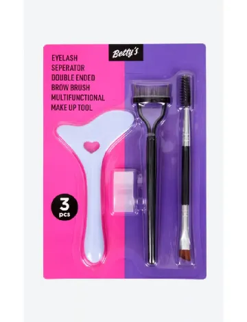 Set accesorii pentru sprancene si gene 3 bucati Betty's, mov/negru