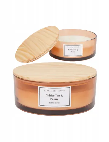Lumanare parfumata, ceai alb si bujor ACTION, maro