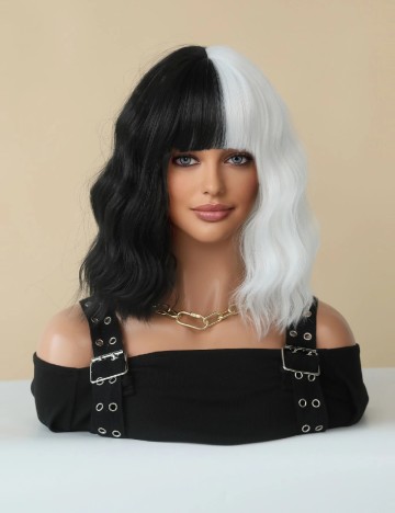 Peruca SHEIN, alb/negru