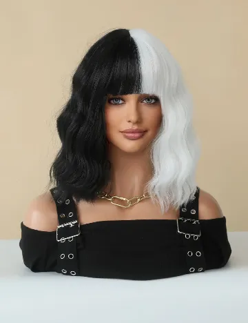 Peruca SHEIN, alb/negru