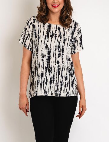 Bluza Ichi, ecru/bleumarin