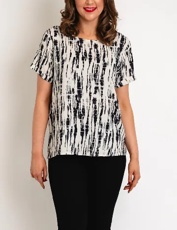 Bluza Ichi, ecru/bleumarin