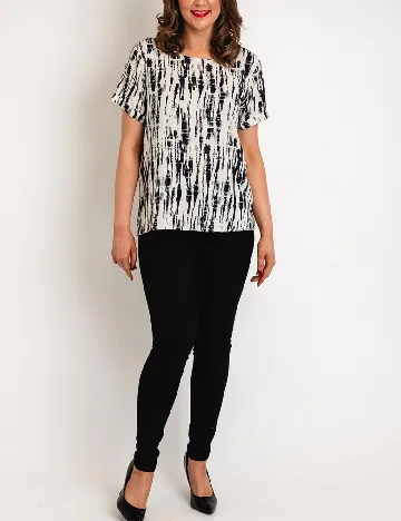 Bluza Ichi, ecru/bleumarin