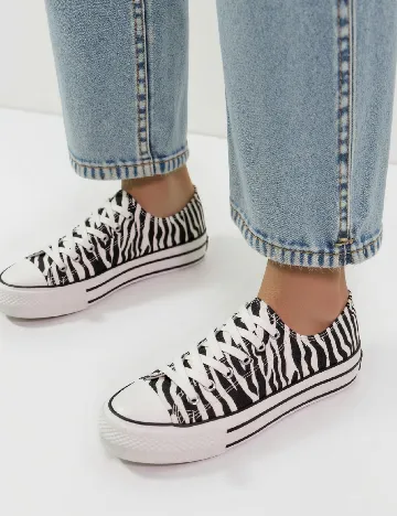 Tenisi SHEIN, alb/negru