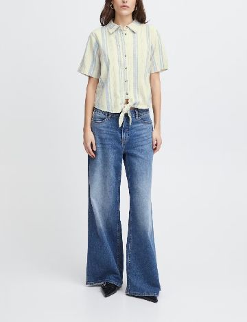 Camasa Ichi, bej/albastru