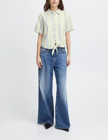 Camasa Ichi, bej/albastru