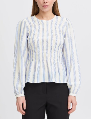 Bluza Ichi, alb/albastru