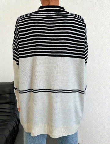 Pulover Oversize SHEIN, negru/ecru