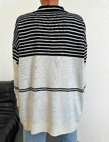 Pulover Oversize SHEIN, negru/ecru