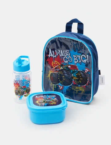 Set rucsac, cutie pentru pranz si sticla Sinsay, albastru