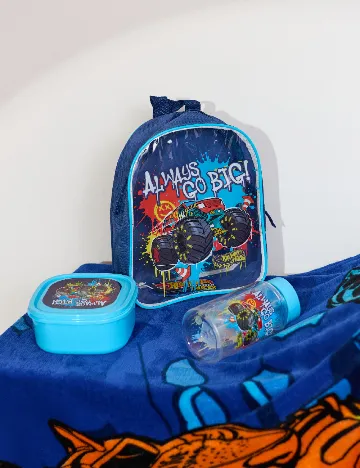 Set rucsac, cutie pentru pranz si sticla Sinsay, albastru