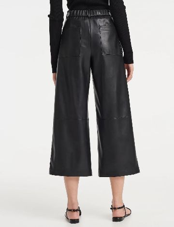 Pantaloni imitatie de piele Opus, negru