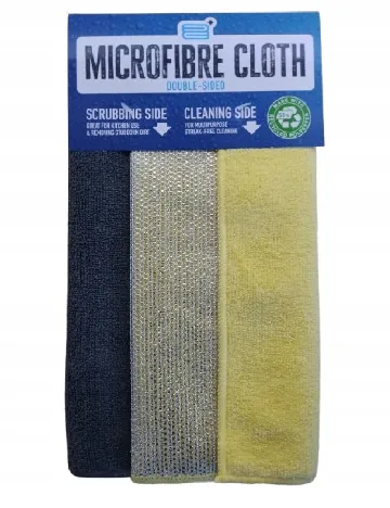 Set lavete din microfibra cu o fata abraziva 2 bucati ACTION, galben/gri