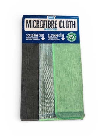 Set lavete din microfibra cu o fata abraziva 2 bucati ACTION, verde/gri