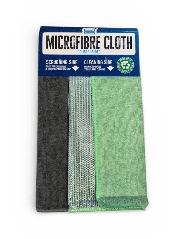 Set lavete din microfibra cu o fata abraziva 2 bucati ACTION, verde/gri