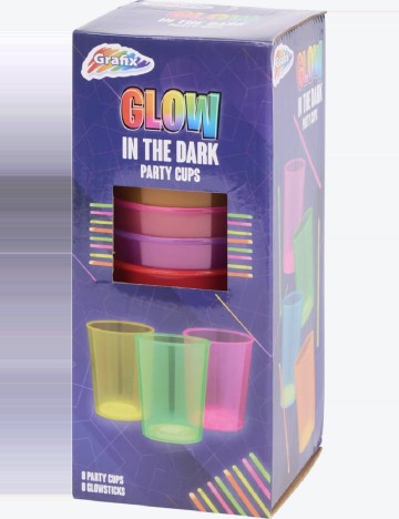 Set pahare luminoase reutilizabile 8 bucati Grafix, mix culori