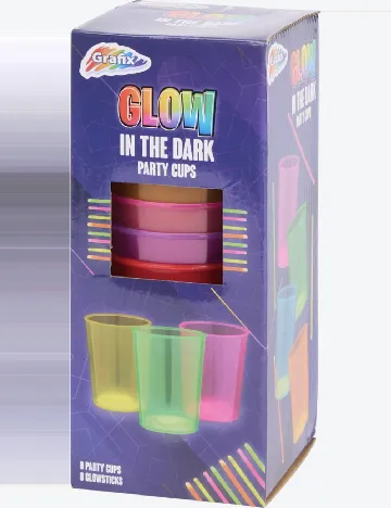 Set pahare luminoase reutilizabile 8 bucati Grafix, mix culori