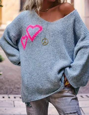 Pulover SHEIN CURVE, albastru