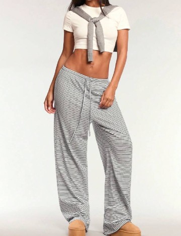 Pantaloni Forever 21, alb/negru