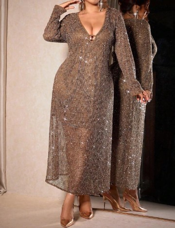 Rochie lunga SHEIN CURVE, maro