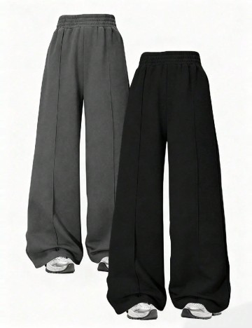 Set pantaloni 2 perechi Shein Kids, negru/gri