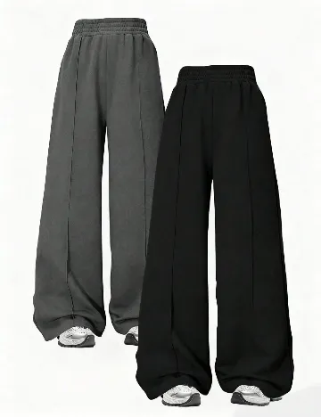 Set pantaloni 2 perechi Shein Kids, negru/gri