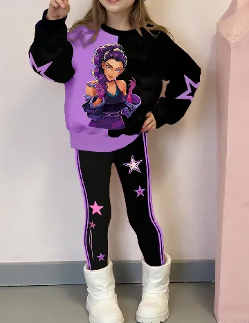 Compleu Shein Kids, negru/mov