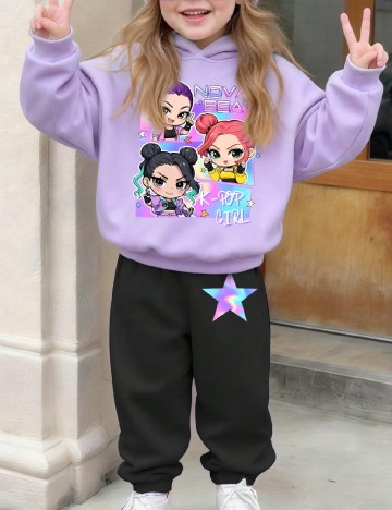 Compleu Shein Kids, negru/mov