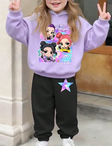 Compleu Shein Kids, negru/mov