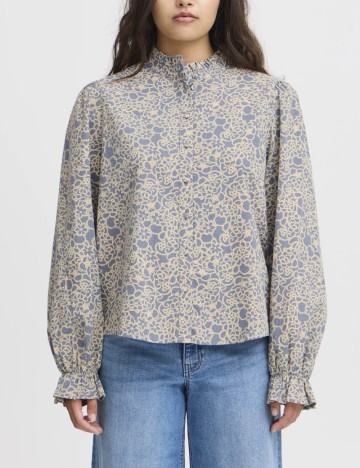 Camasa Ichi, albastru/crem