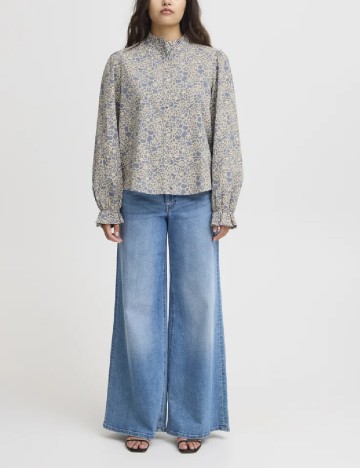 Camasa Ichi, albastru/crem