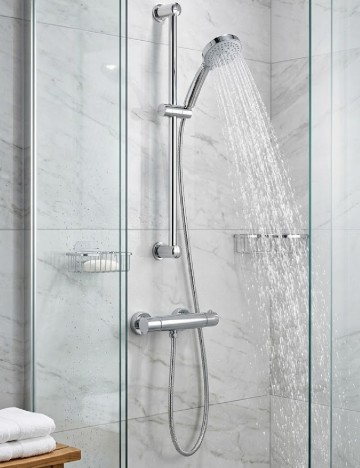 Set cu bară pentru duș Cascata, argintiu