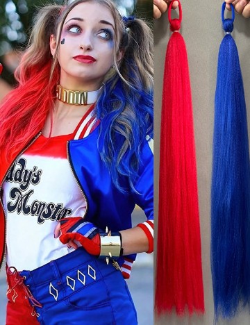 Extensie de par 2 bucati SHEIN, rosu/albastru