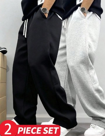 Set pantaloni 2 perechi SHEIN, gri/negru