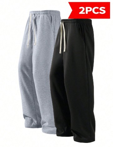 Set pantaloni 2 perechi SHEIN, gri/negru