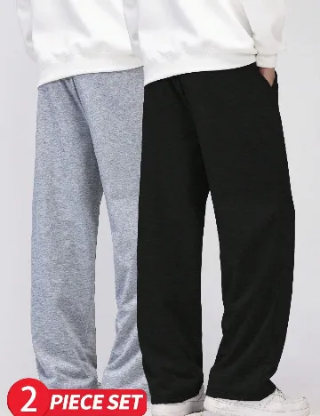 Set pantaloni 2 perechi SHEIN, gri/negru