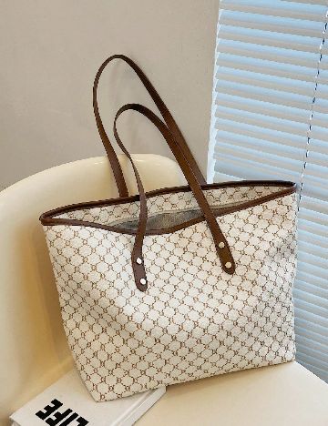 Geanta SHEIN, crem/maro