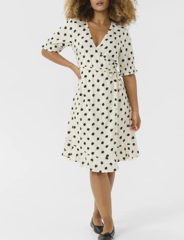 Rochie medie Cream, crem/negru