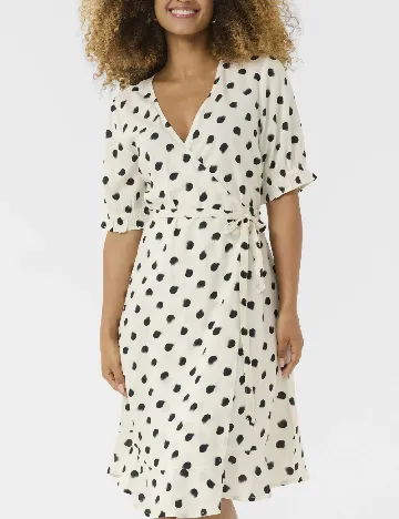 Rochie medie Cream, crem/negru