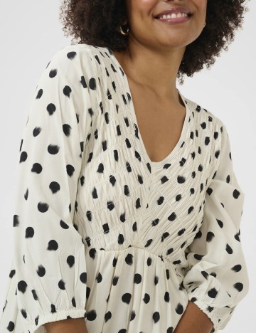 Rochie medie Cream, crem/negru