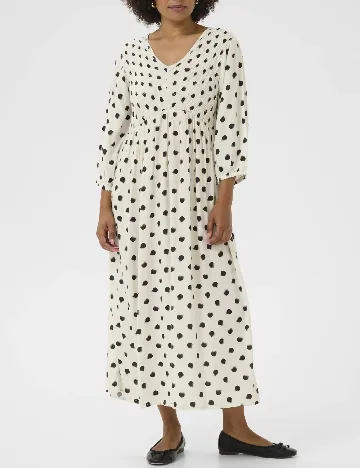 Rochie medie Cream, crem/negru