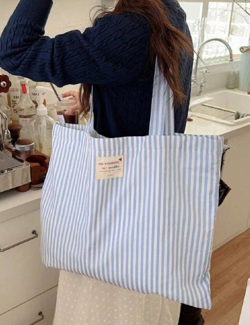 Sacosa SHEIN, albastru/alb