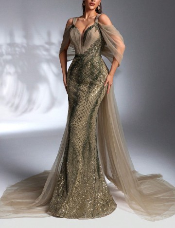 Rochie lunga IBTRLY, kaki