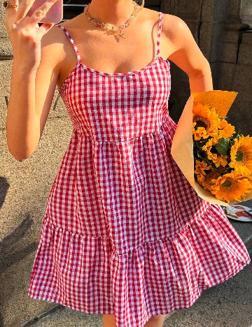 Rochie scurta SHEIN, alb/rosu