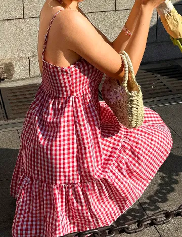 Rochie scurta SHEIN, alb/rosu