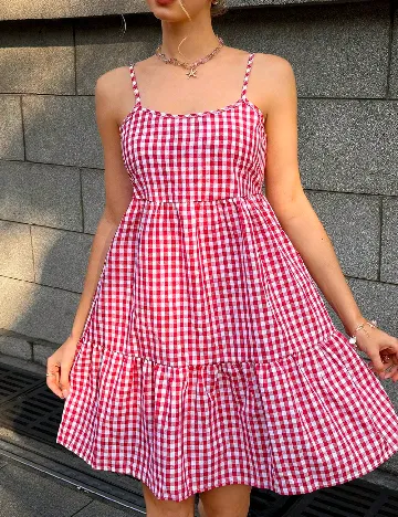 Rochie scurta SHEIN, alb/rosu