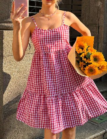 Rochie scurta SHEIN, alb/rosu