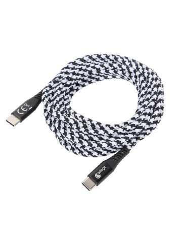 Cablu USB-C-USB-C Sologic, negru/alb